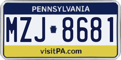 PA license plate MZJ8681