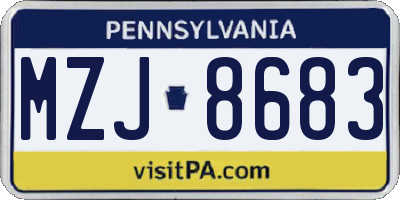PA license plate MZJ8683