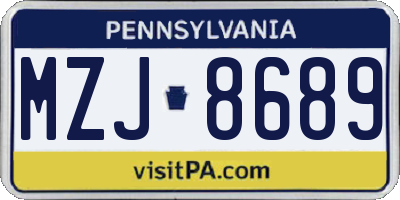 PA license plate MZJ8689