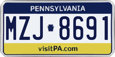 PA license plate MZJ8691