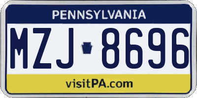 PA license plate MZJ8696
