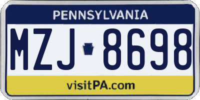 PA license plate MZJ8698