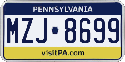PA license plate MZJ8699