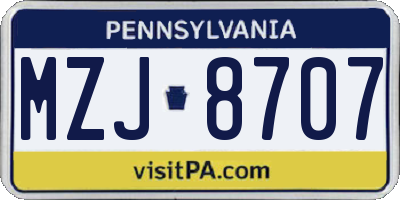 PA license plate MZJ8707