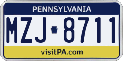 PA license plate MZJ8711