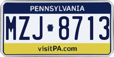 PA license plate MZJ8713