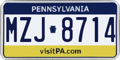 PA license plate MZJ8714
