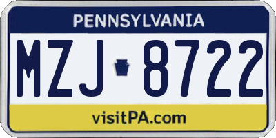 PA license plate MZJ8722