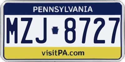 PA license plate MZJ8727