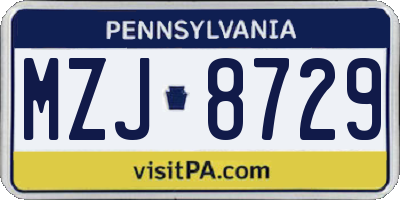 PA license plate MZJ8729