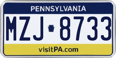 PA license plate MZJ8733