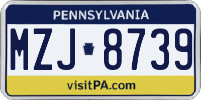 PA license plate MZJ8739
