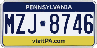 PA license plate MZJ8746