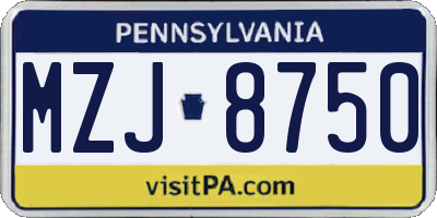PA license plate MZJ8750