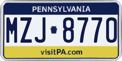 PA license plate MZJ8770