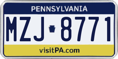PA license plate MZJ8771