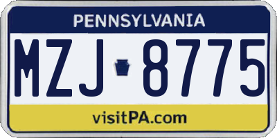 PA license plate MZJ8775