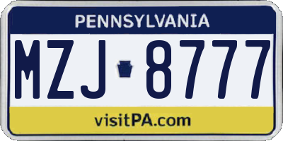 PA license plate MZJ8777