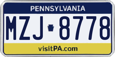PA license plate MZJ8778