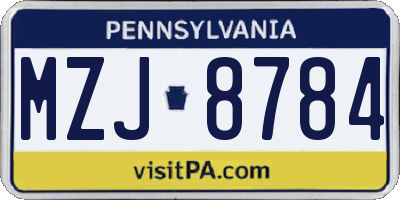 PA license plate MZJ8784