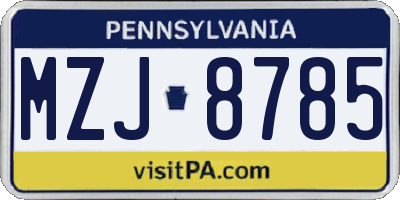 PA license plate MZJ8785