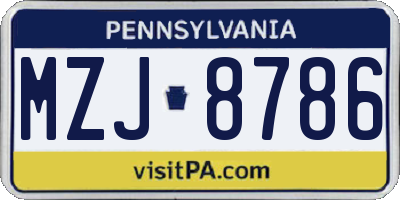 PA license plate MZJ8786