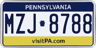 PA license plate MZJ8788