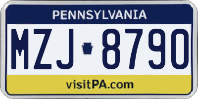 PA license plate MZJ8790
