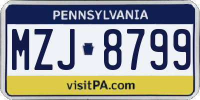 PA license plate MZJ8799