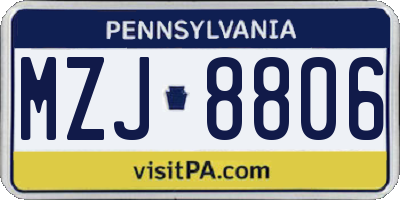 PA license plate MZJ8806