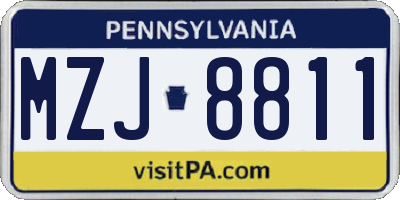 PA license plate MZJ8811