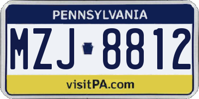 PA license plate MZJ8812