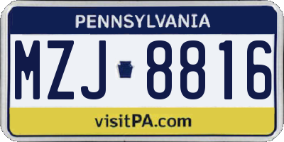 PA license plate MZJ8816