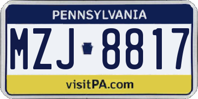 PA license plate MZJ8817