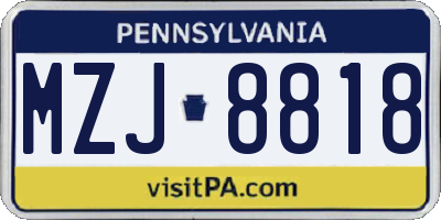 PA license plate MZJ8818