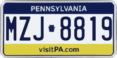 PA license plate MZJ8819