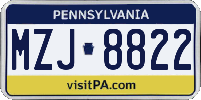 PA license plate MZJ8822