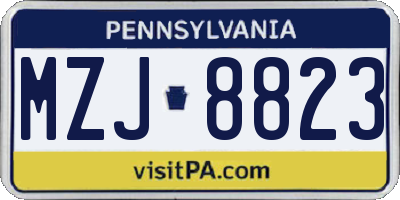 PA license plate MZJ8823
