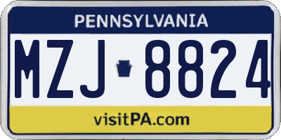 PA license plate MZJ8824