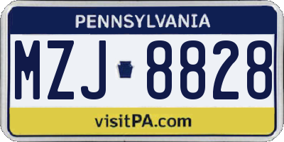PA license plate MZJ8828