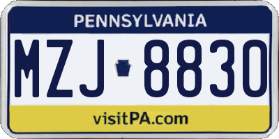 PA license plate MZJ8830