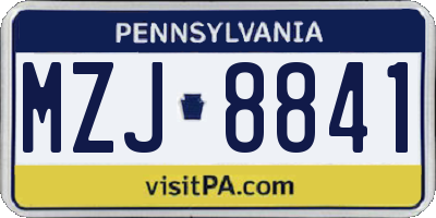 PA license plate MZJ8841