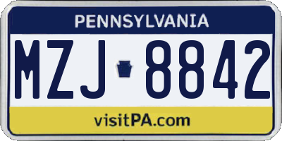 PA license plate MZJ8842