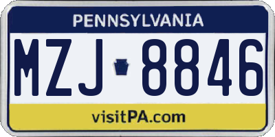PA license plate MZJ8846