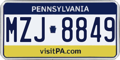 PA license plate MZJ8849