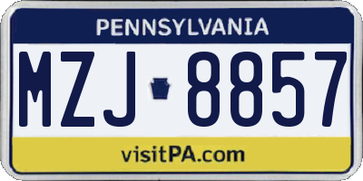 PA license plate MZJ8857