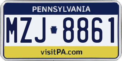 PA license plate MZJ8861