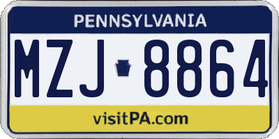 PA license plate MZJ8864