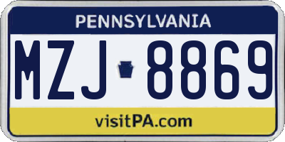 PA license plate MZJ8869