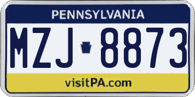 PA license plate MZJ8873